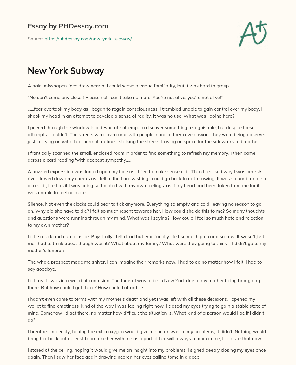 New York Subway essay