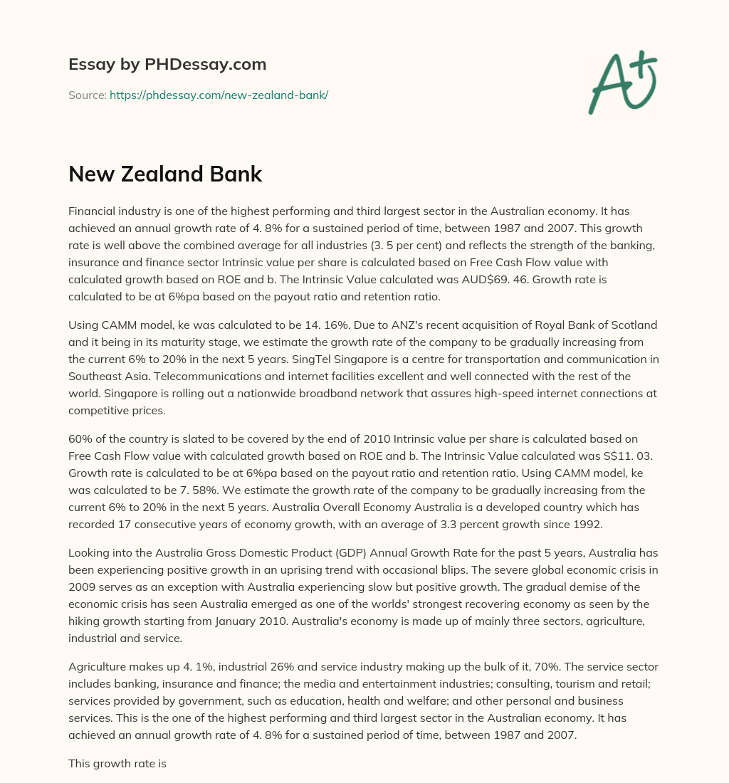 New Zealand Bank essay