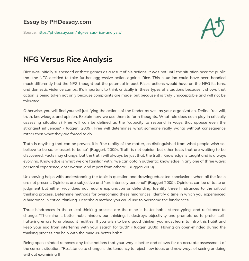 NFG Versus Rice Analysis essay