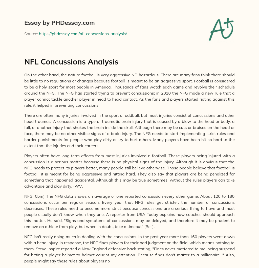 NFL Concussions Analysis essay