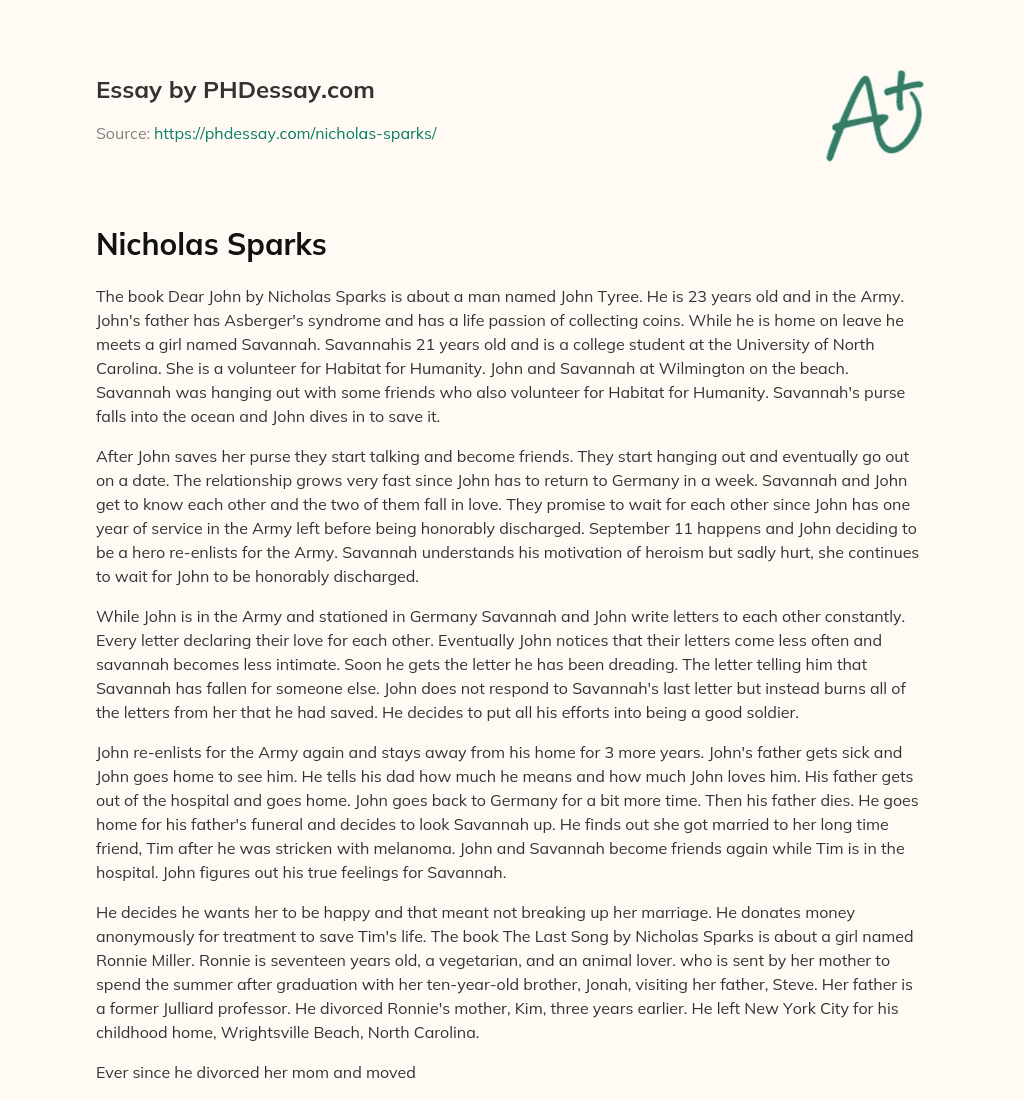 Nicholas Sparks essay