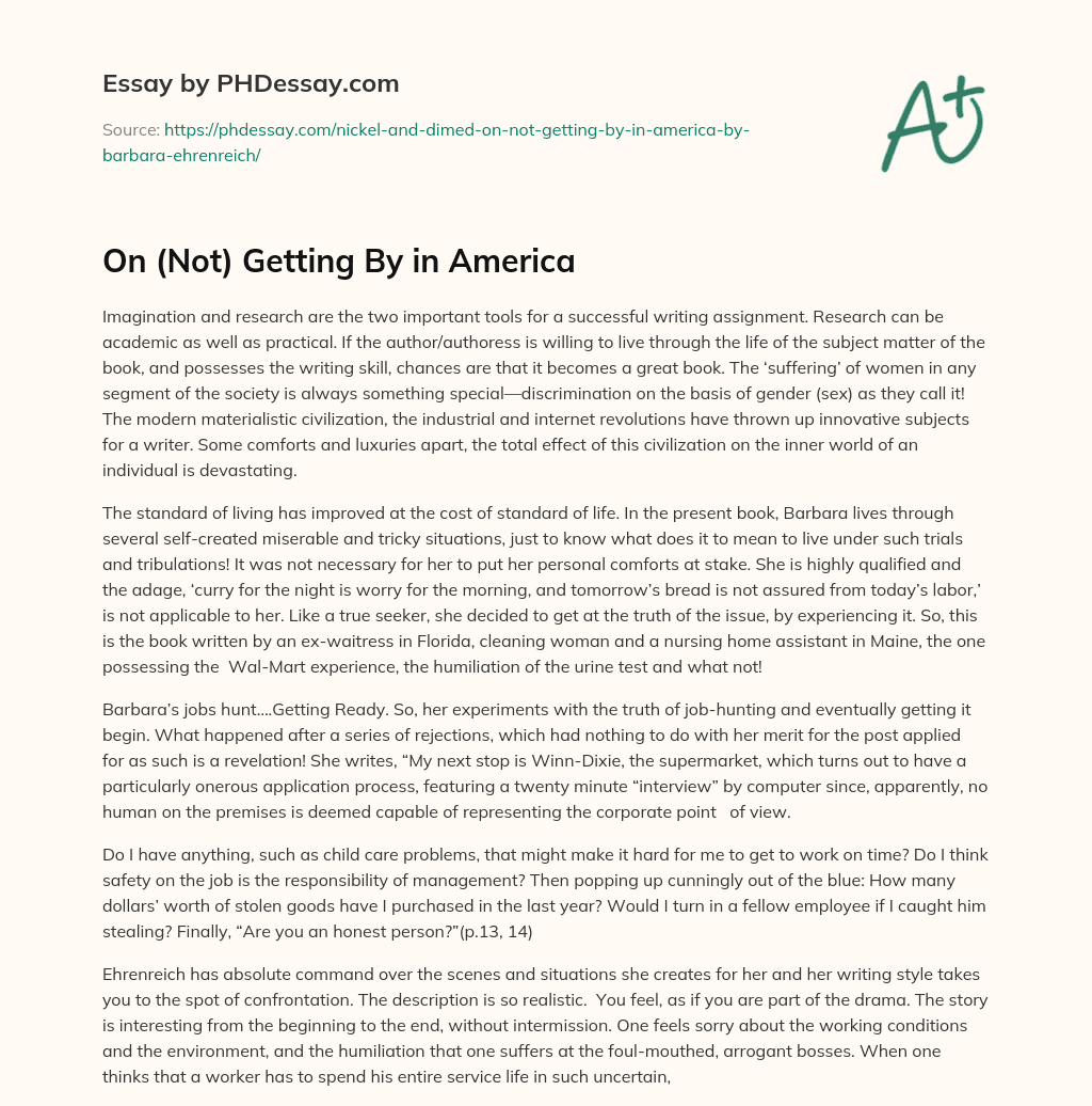 On (Not) Getting By in America essay