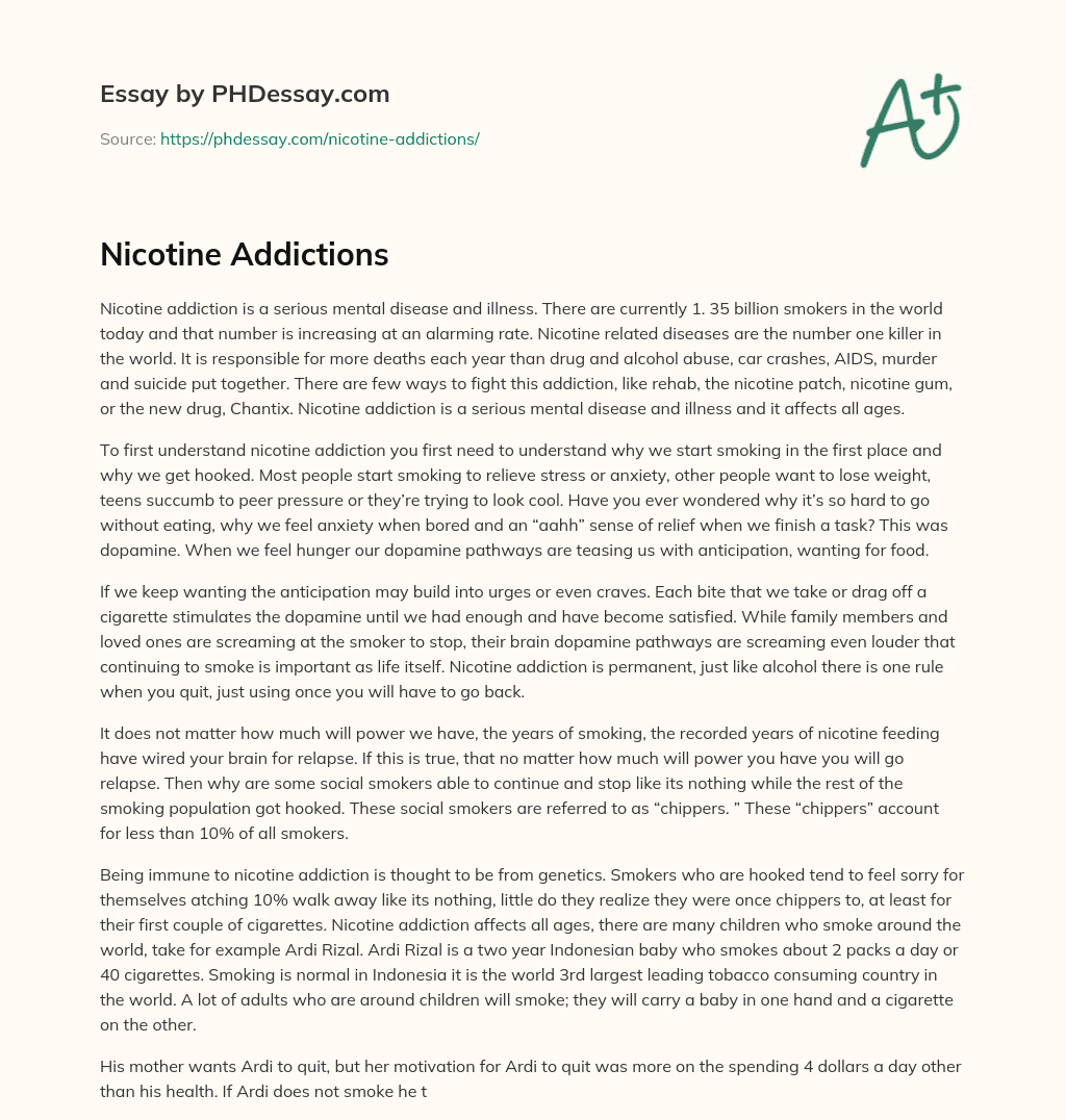 Nicotine Addictions essay