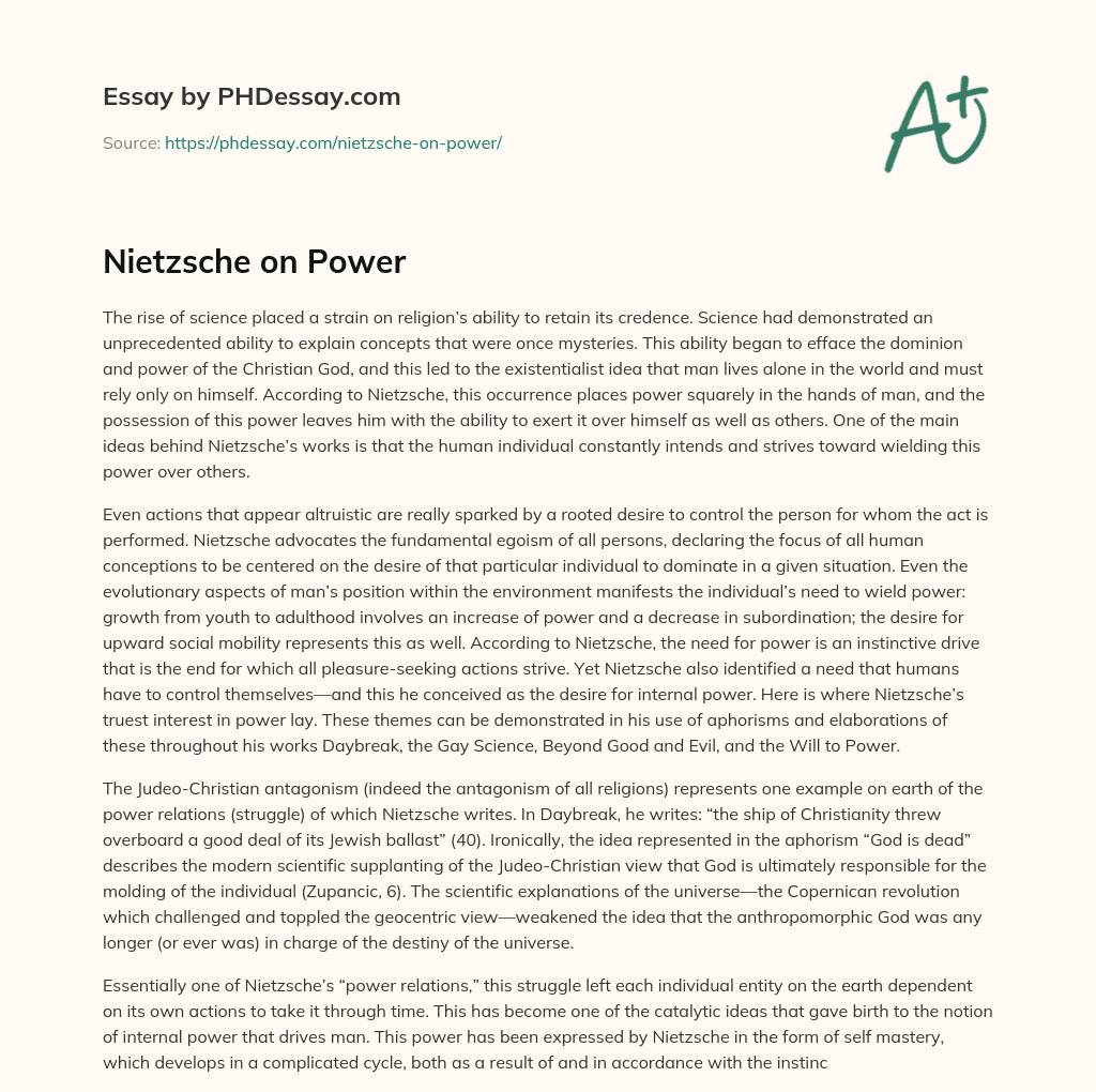 Nietzsche on Power essay