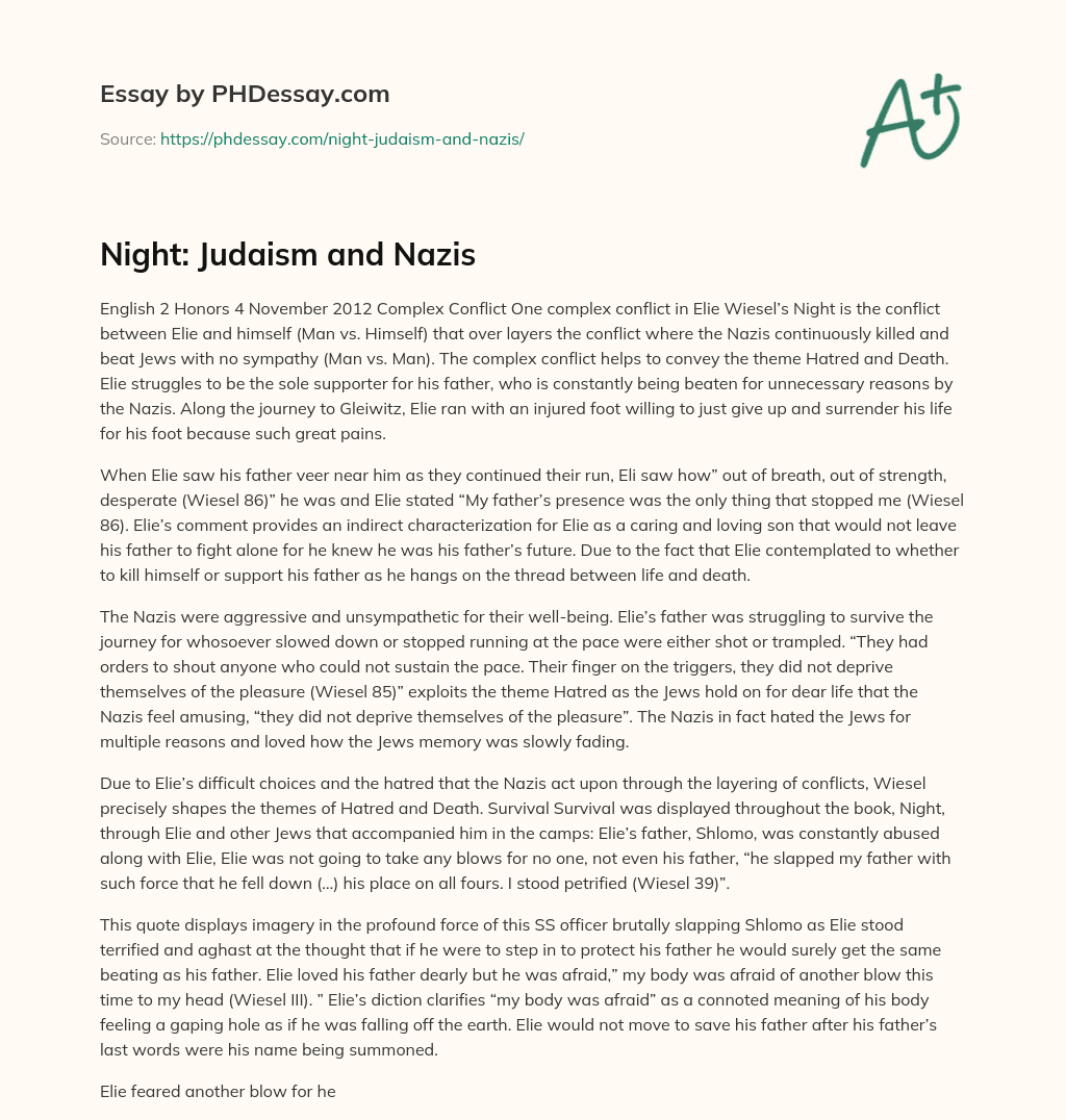 Night: Judaism and Nazis essay