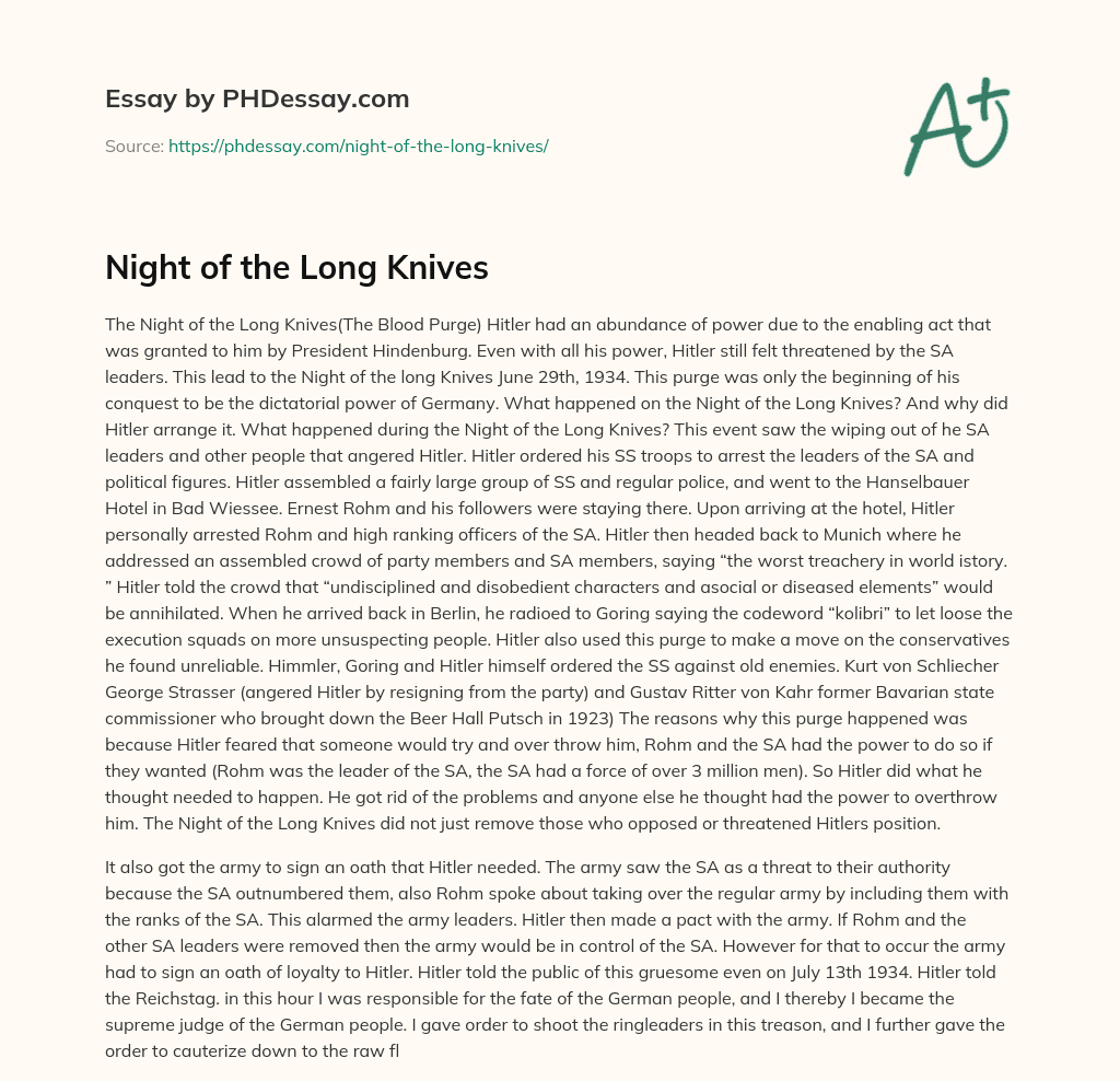 Night of the Long Knives essay
