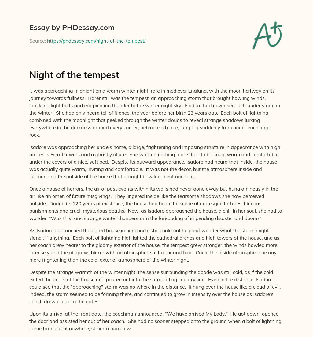Night of the tempest essay