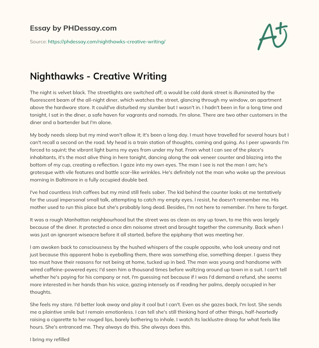 Nighthawks – Creative Writing essay
