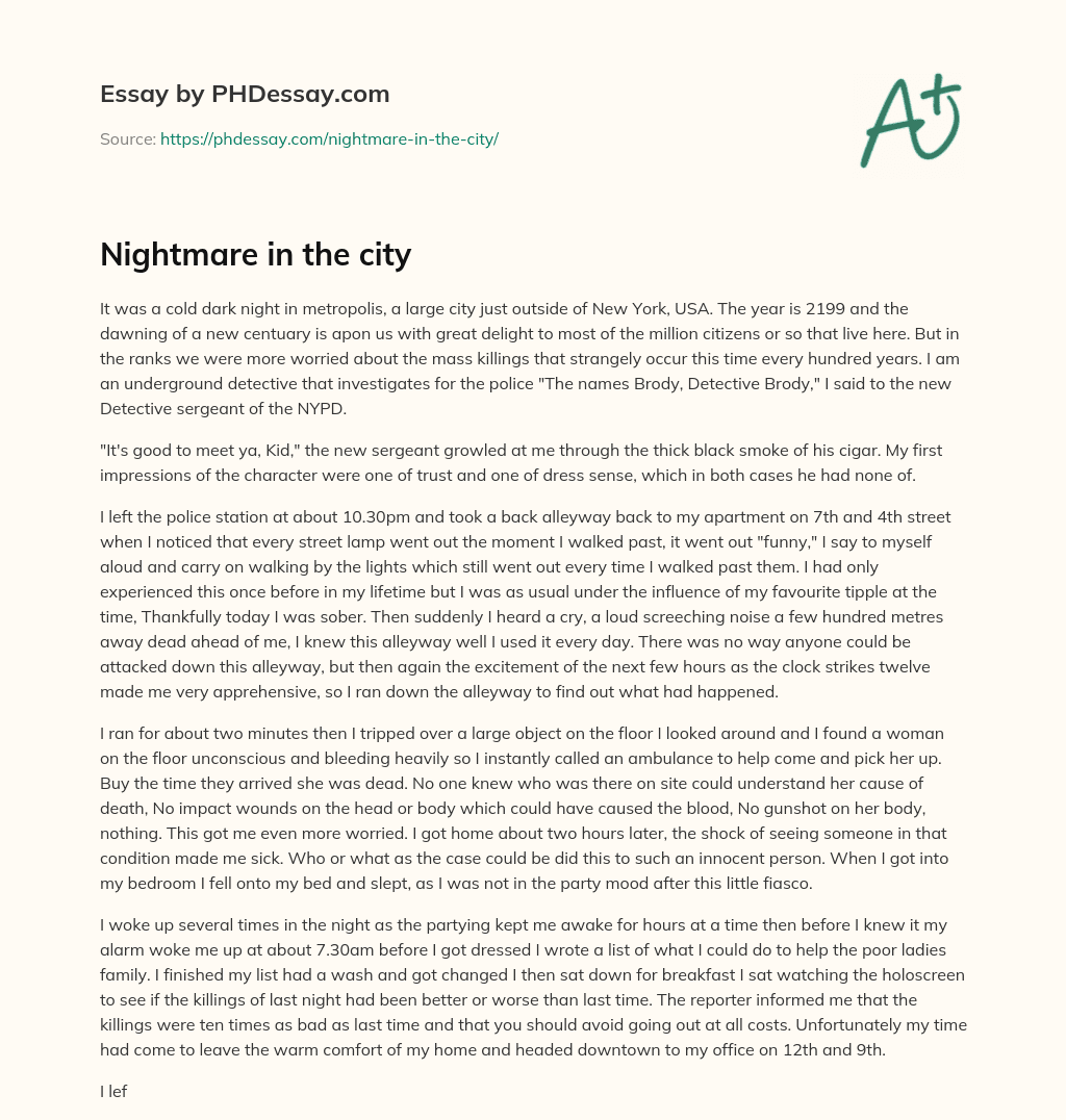 Nightmare in the city essay