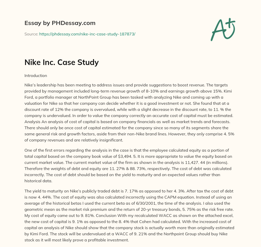 Nike Inc. Case Study essay