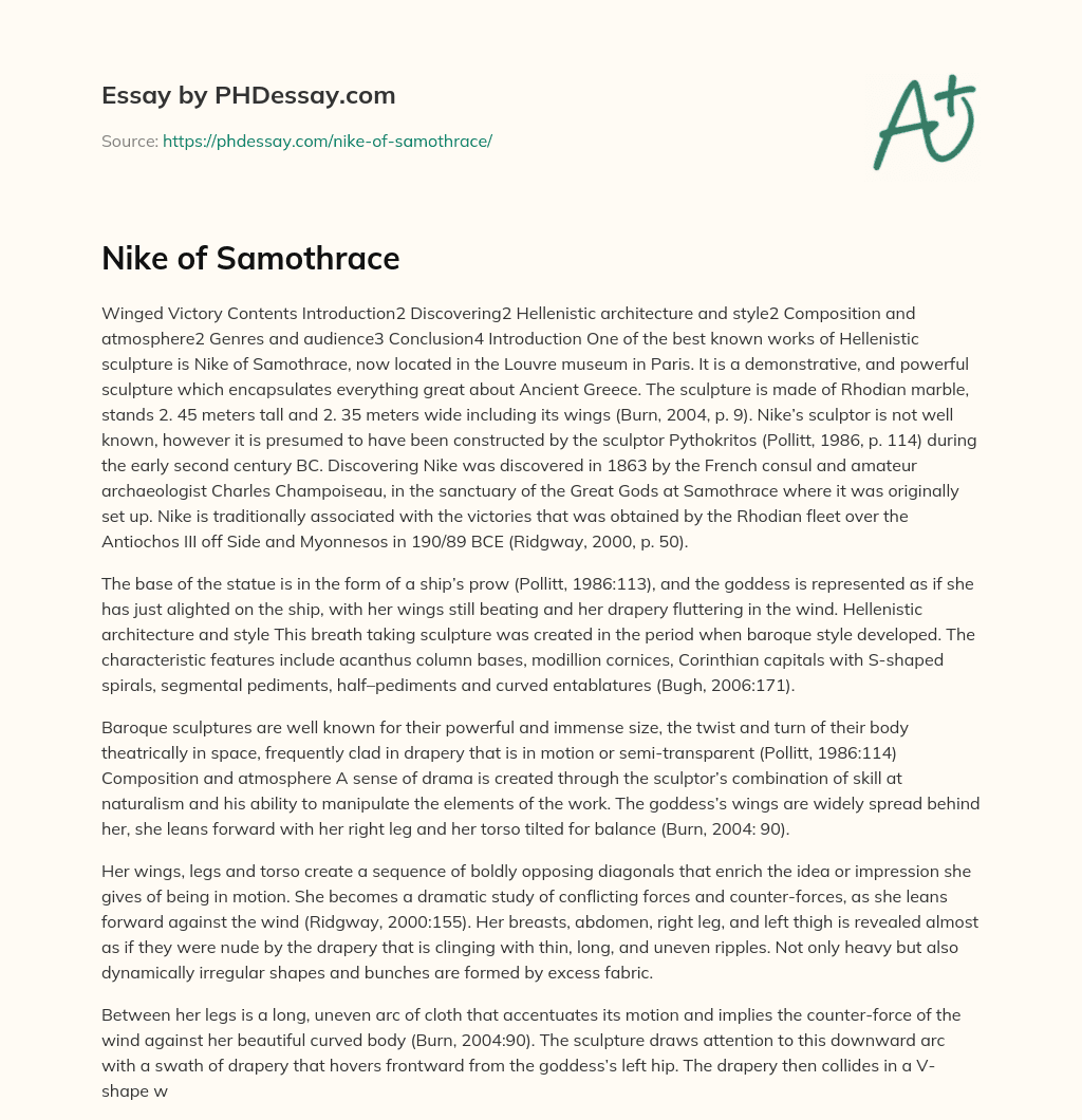 Nike of Samothrace essay