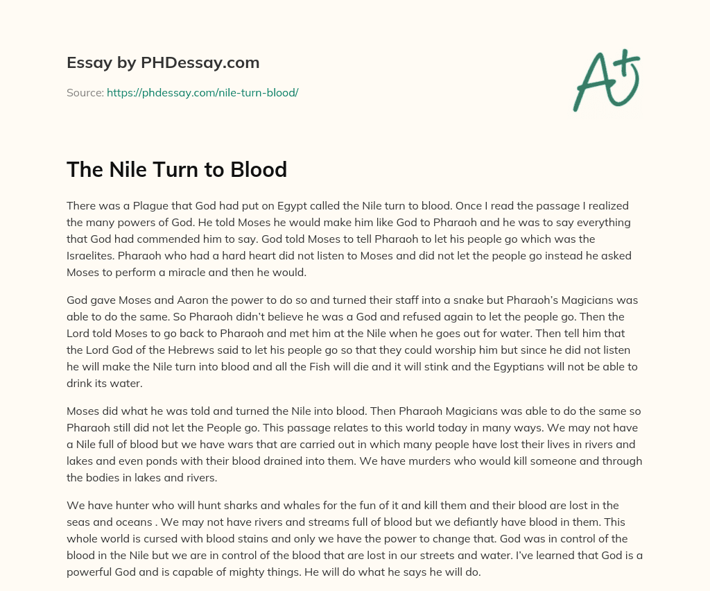 The Nile Turn to Blood essay