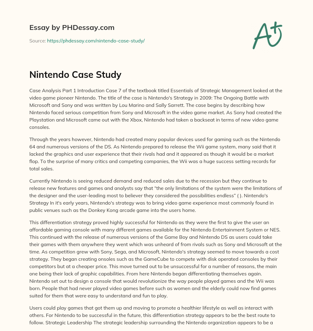 Nintendo Case Study essay