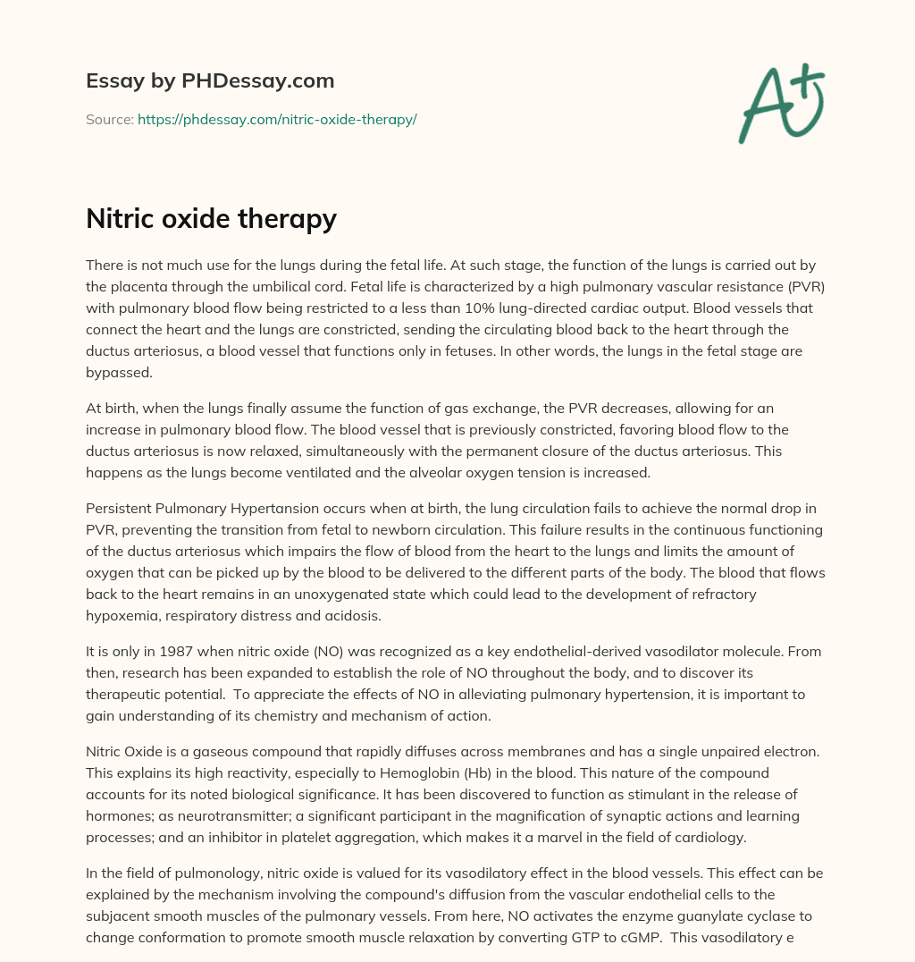 Nitric oxide therapy essay
