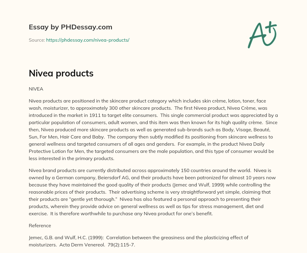 Nivea products essay