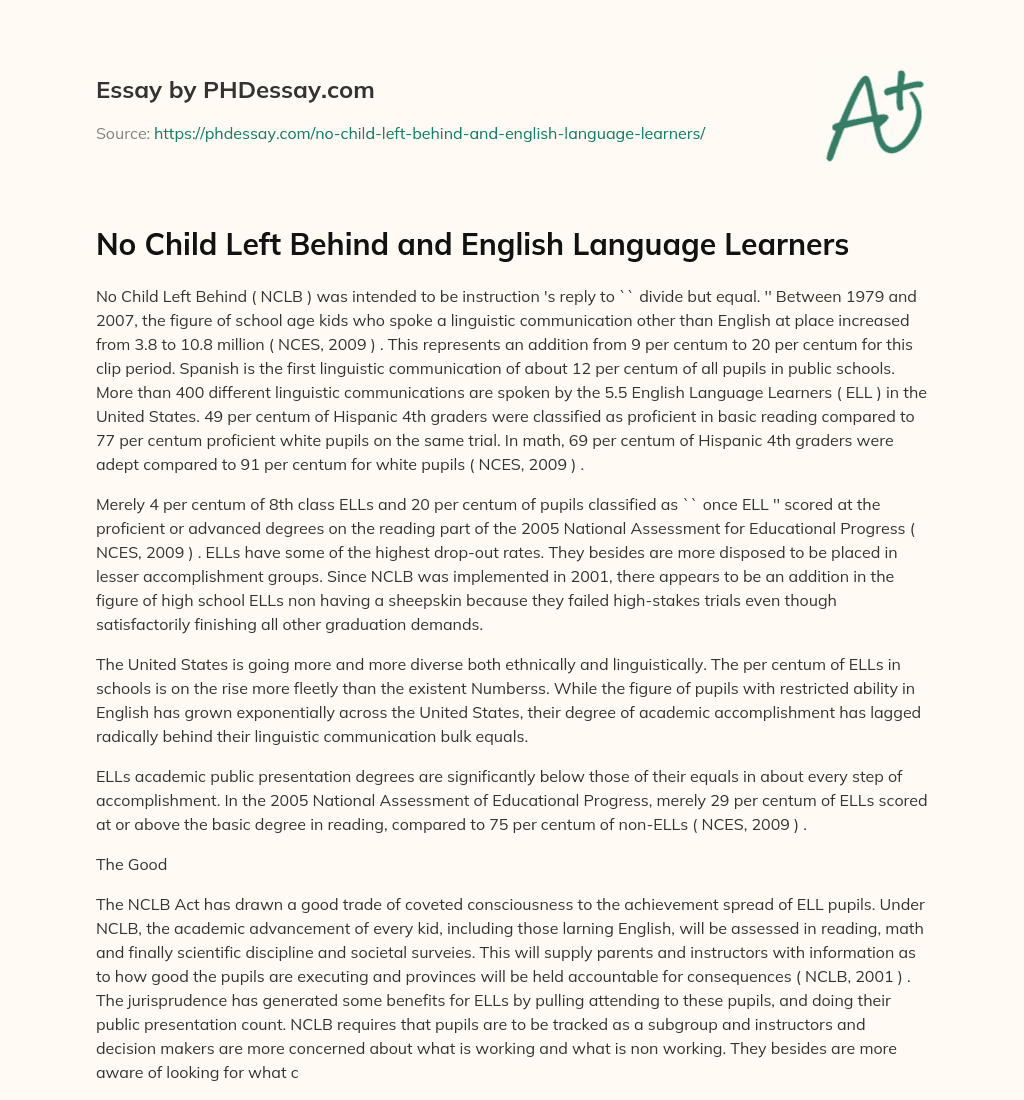 No Child Left Behind and English Language Learners essay
