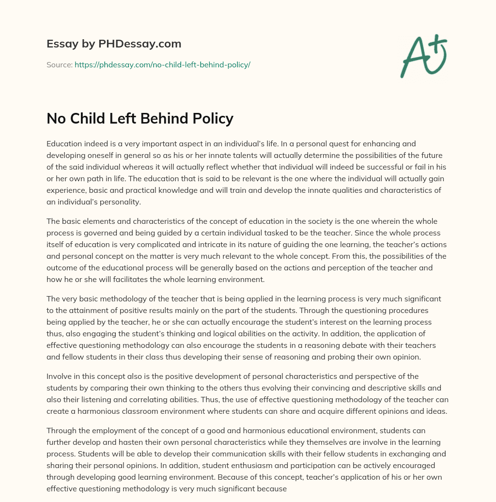 No Child Left Behind Policy essay