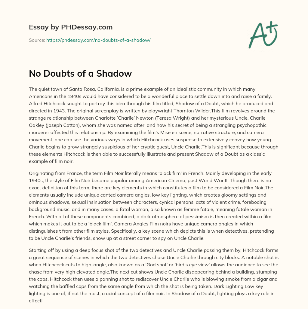 No Doubts of a Shadow essay