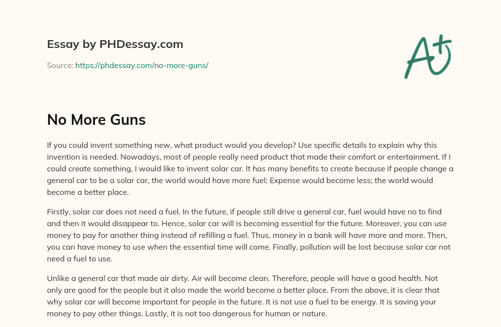 No More Guns essay