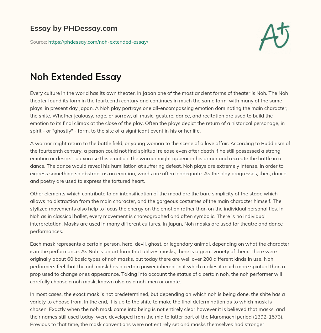 Noh Extended Essay essay