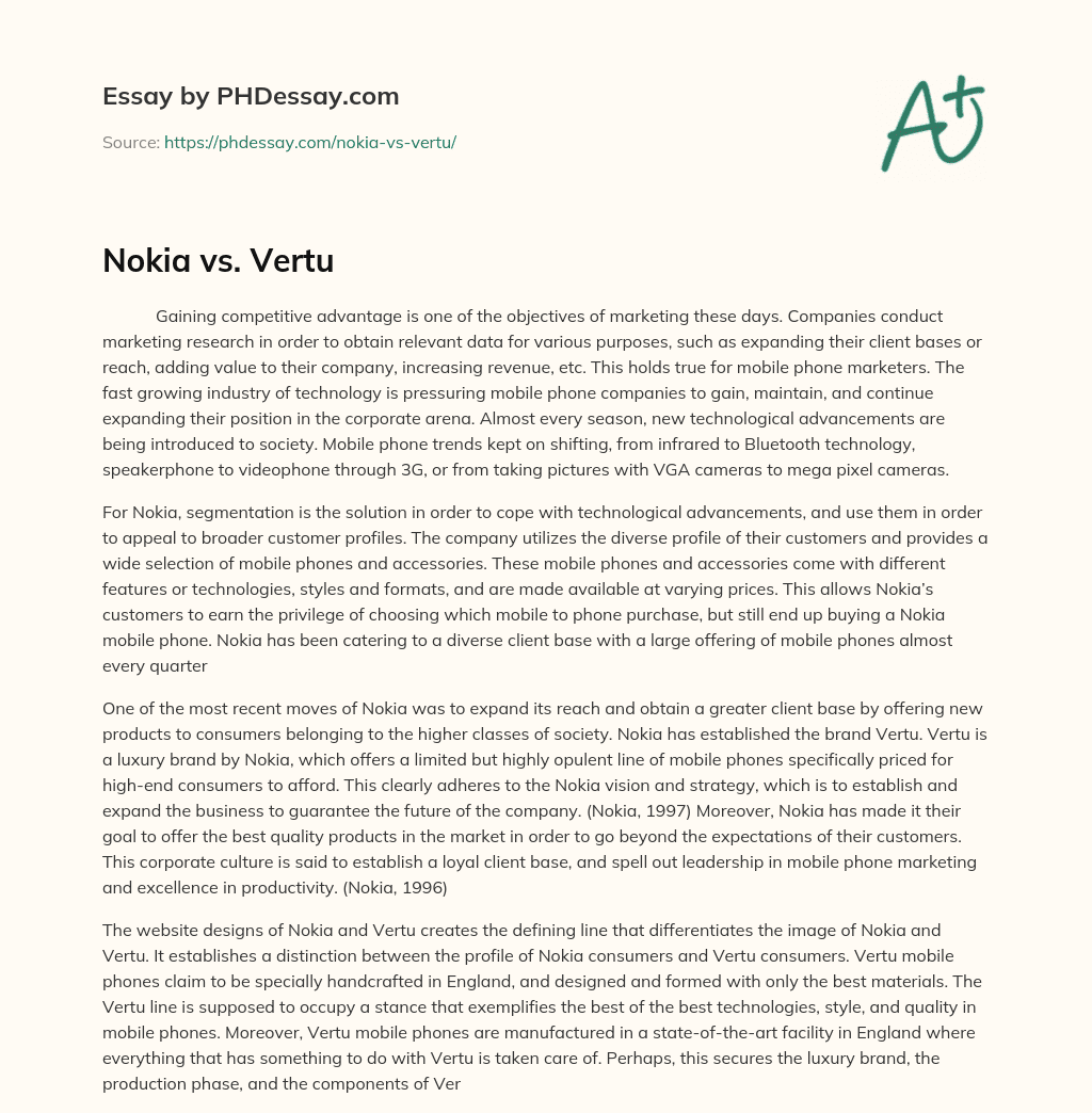 Nokia vs. Vertu essay
