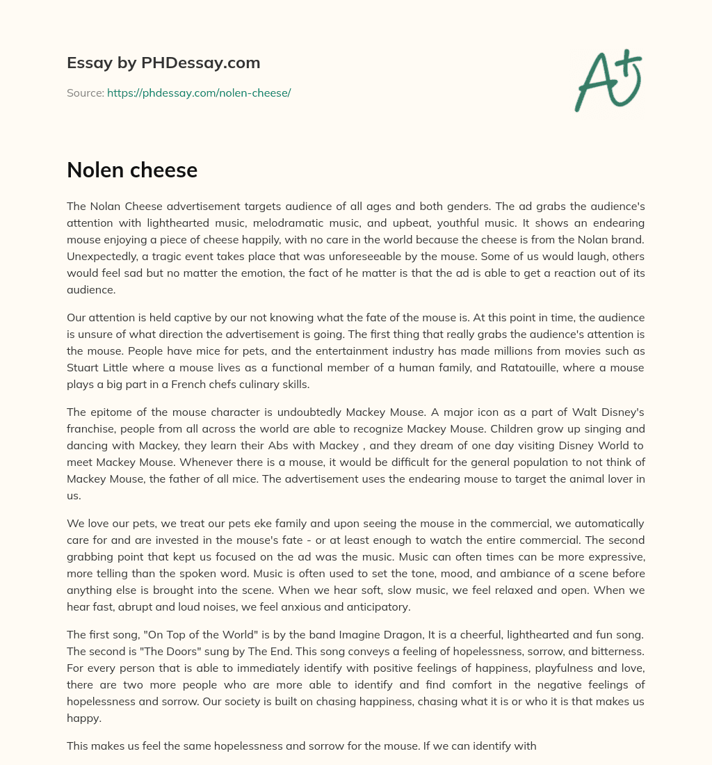 Nolen cheese essay