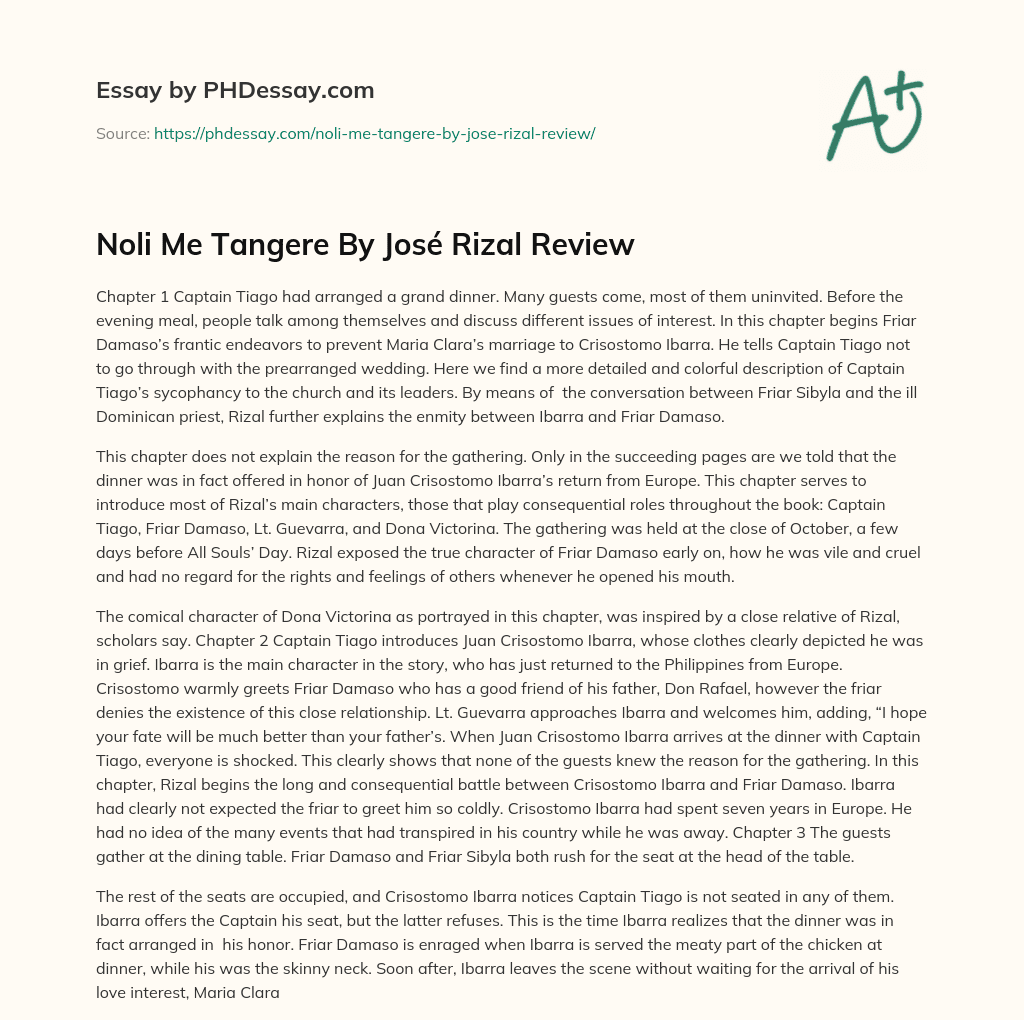 Noli Me Tangere By José Rizal Review essay