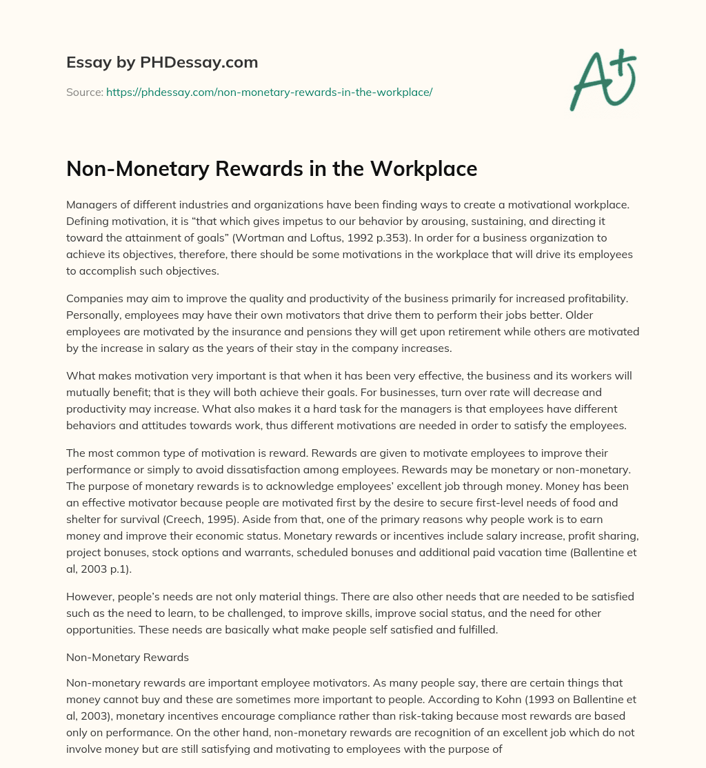 Rewards in the Workplace