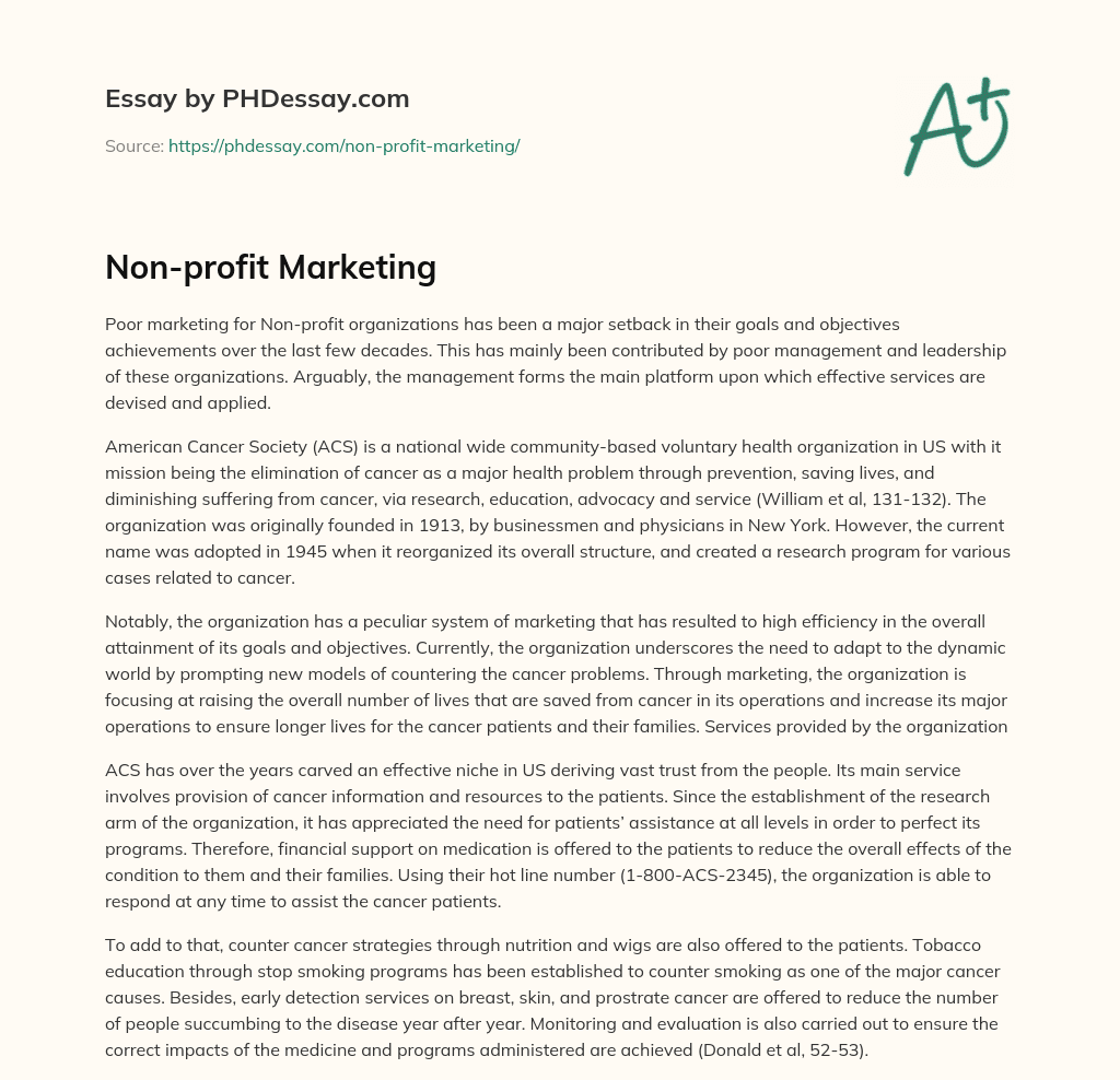 Non-profit Marketing essay