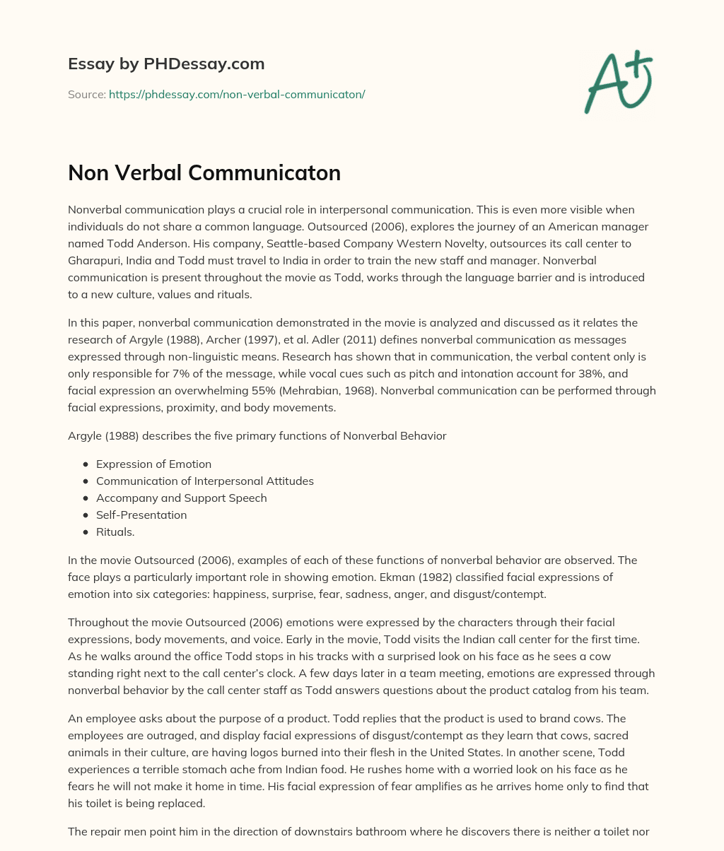 Non Verbal Communicaton essay