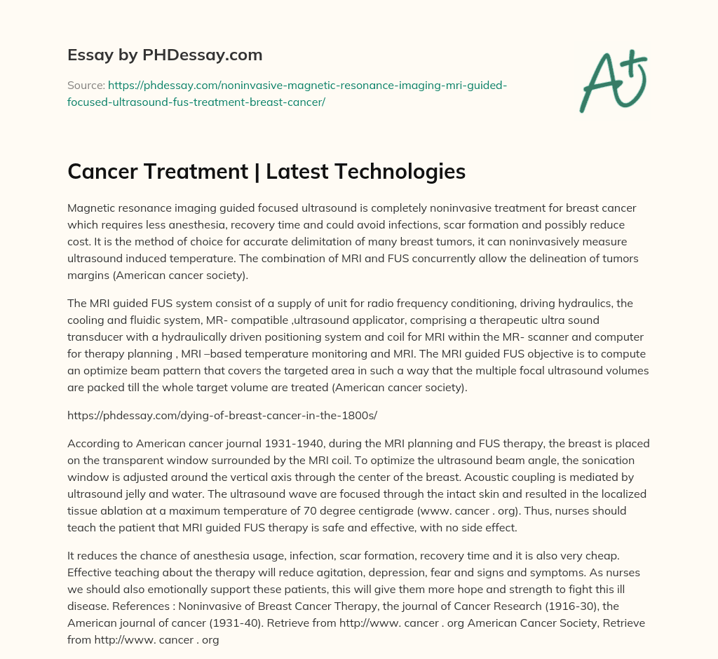 Cancer Treatment | Latest Technologies essay