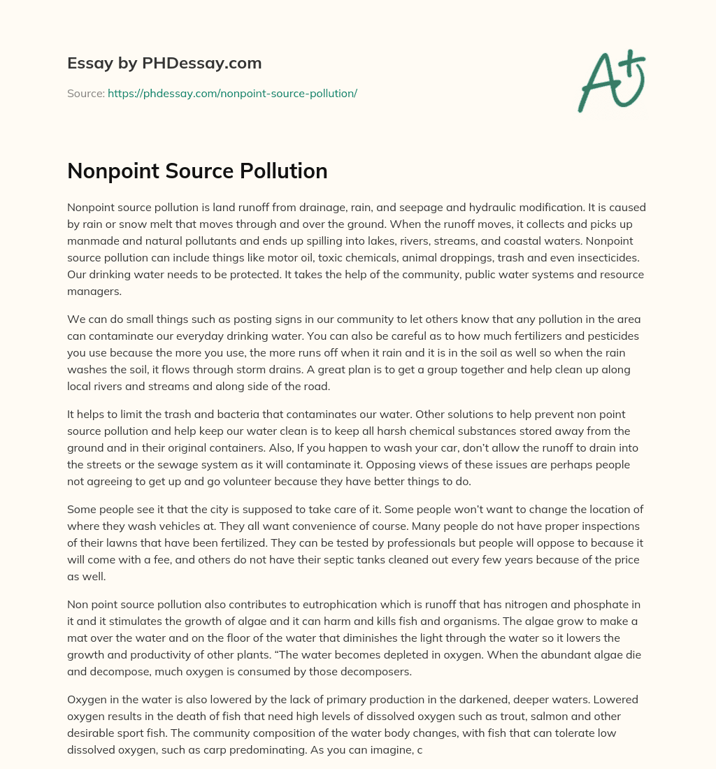 Nonpoint Source Pollution essay