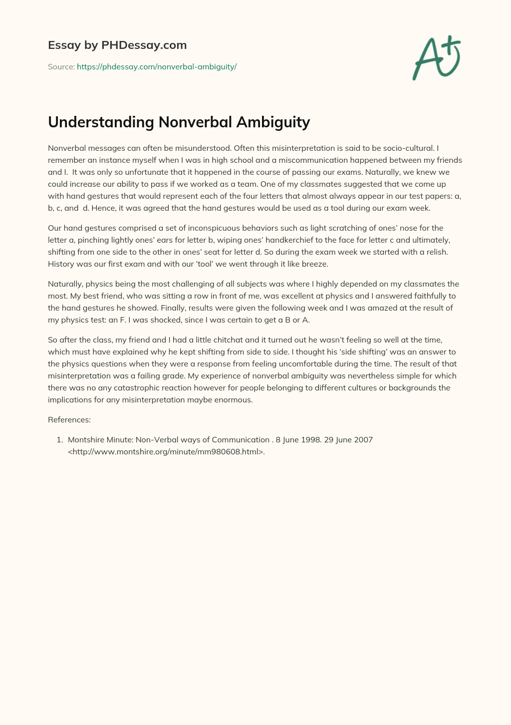Understanding Nonverbal Ambiguity essay