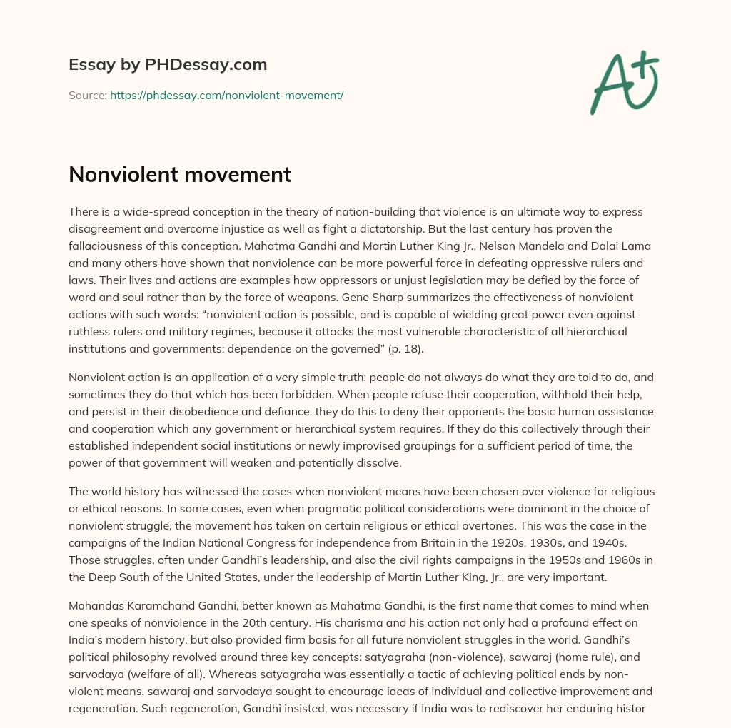 Nonviolent movement essay