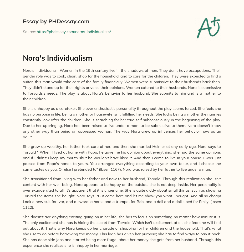 Nora’s Individualism essay
