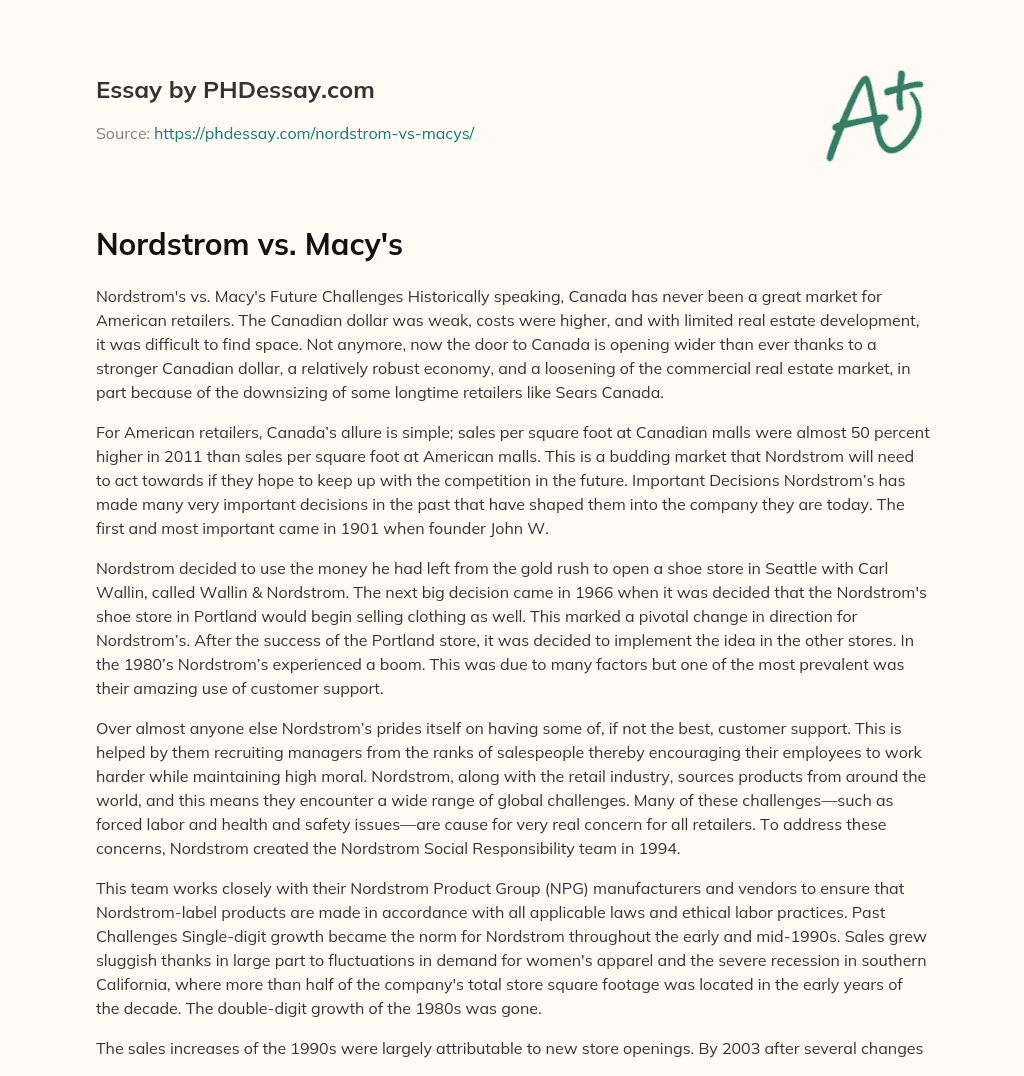 Nordstrom vs. Macy’s essay