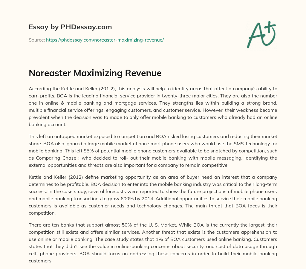 Noreaster Maximizing Revenue essay