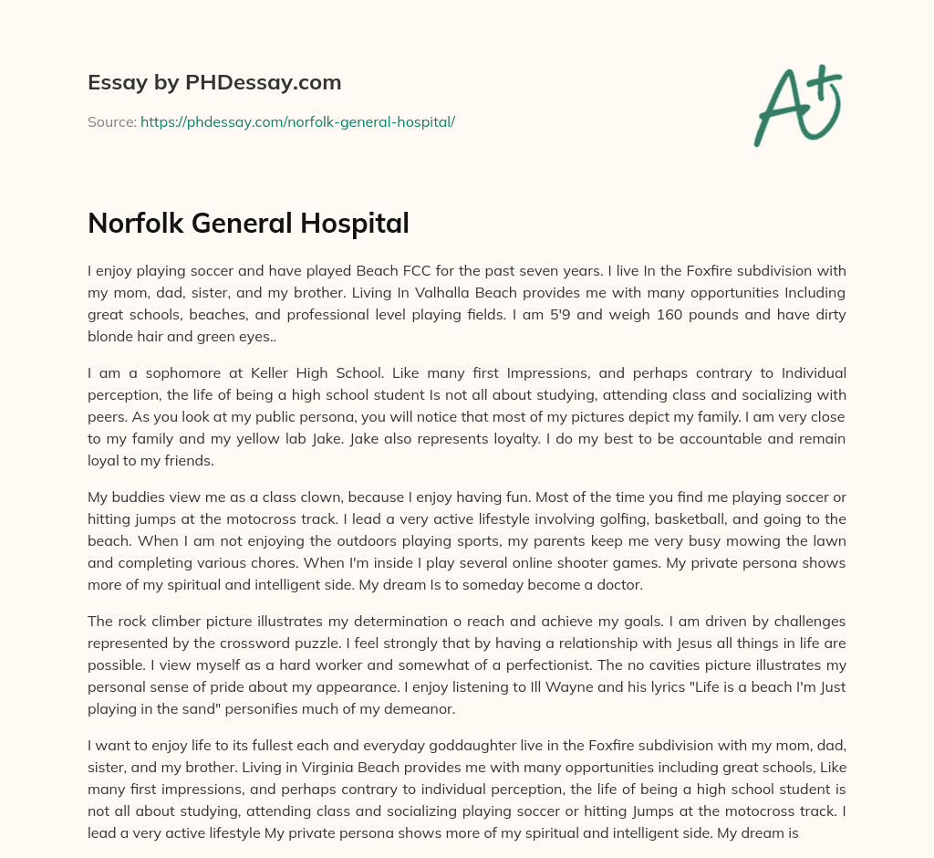 general hospital essay