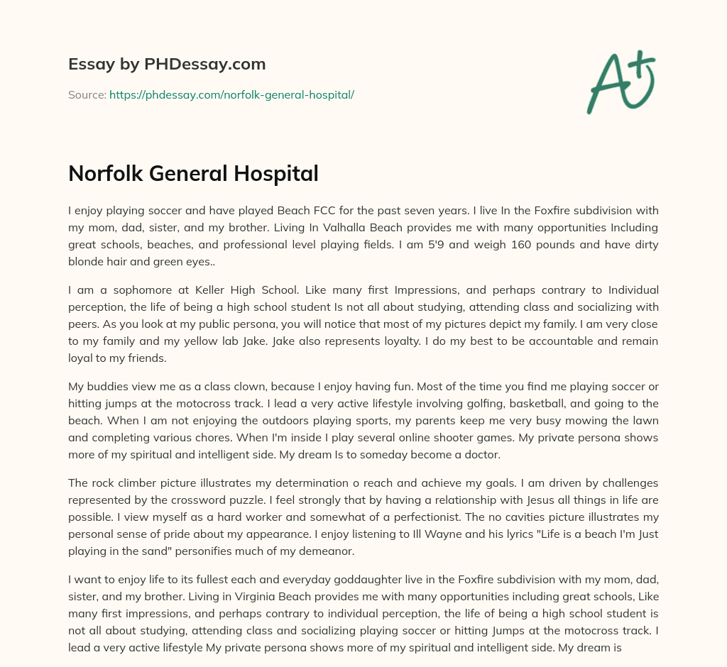 Norfolk General Hospital essay
