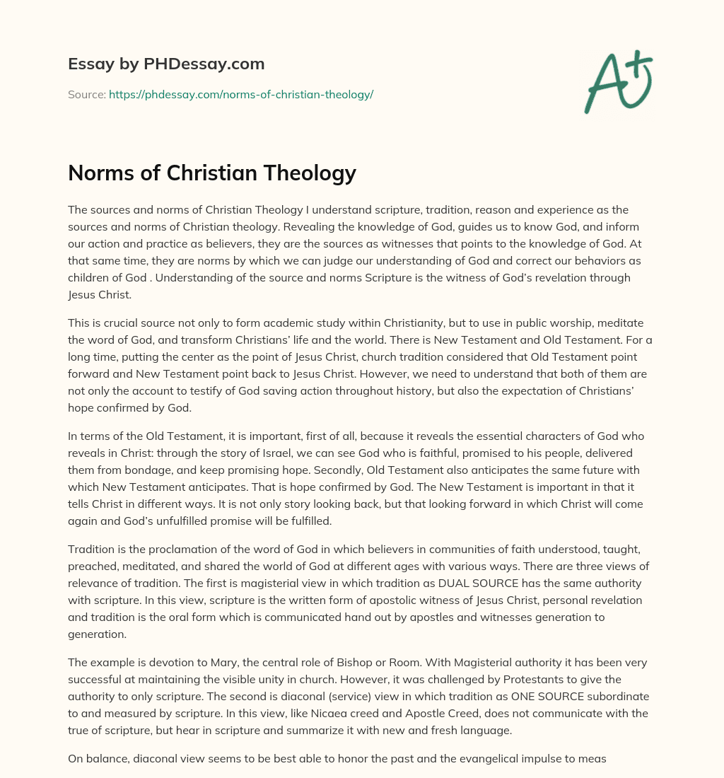 Norms of Christian Theology essay