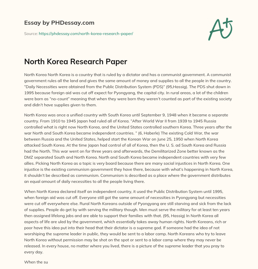 North Korea Research Paper essay