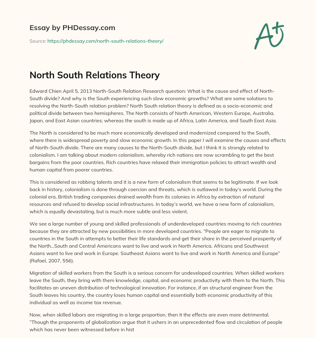 North South Relations Theory essay