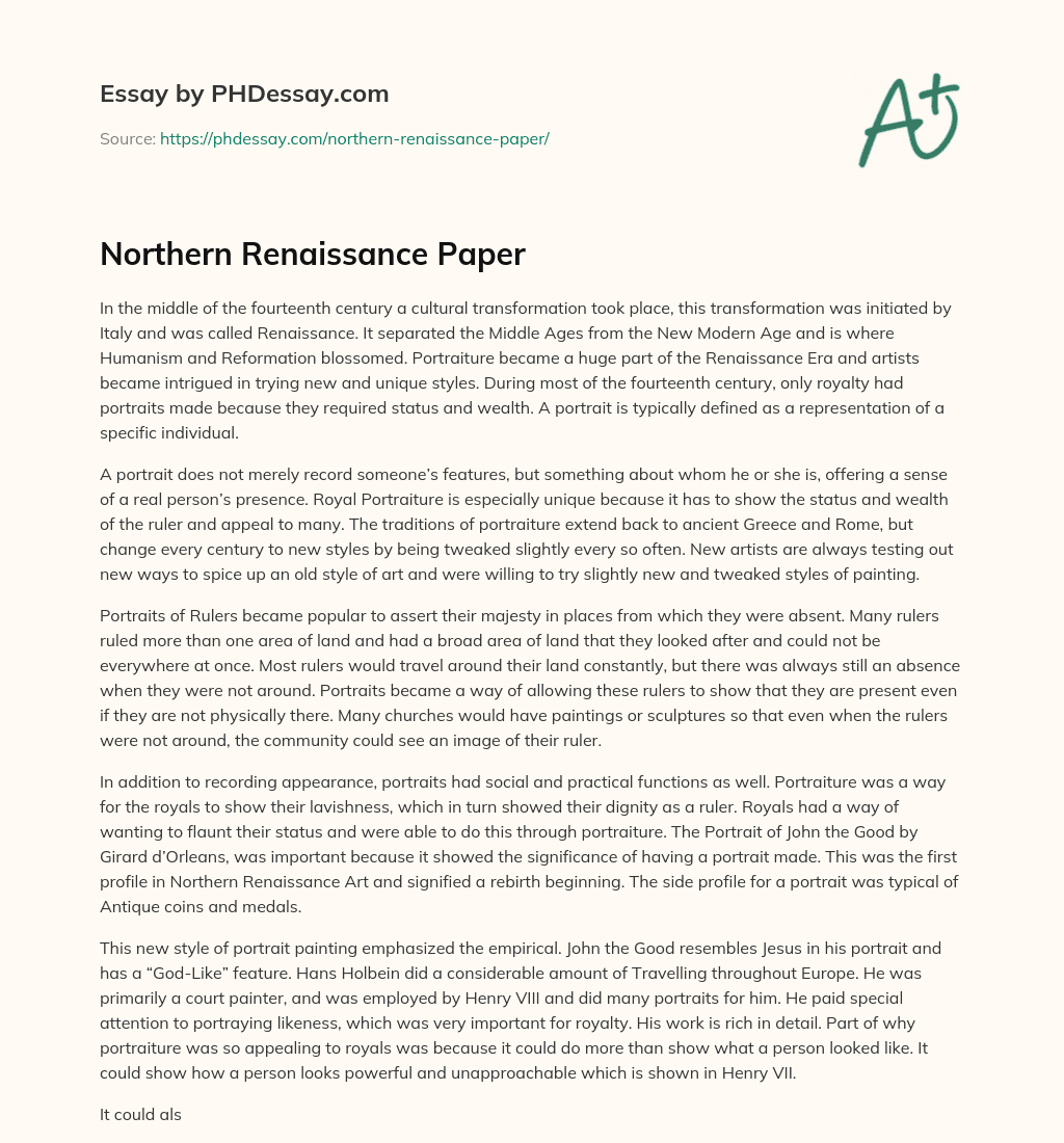 Northern Renaissance Paper essay