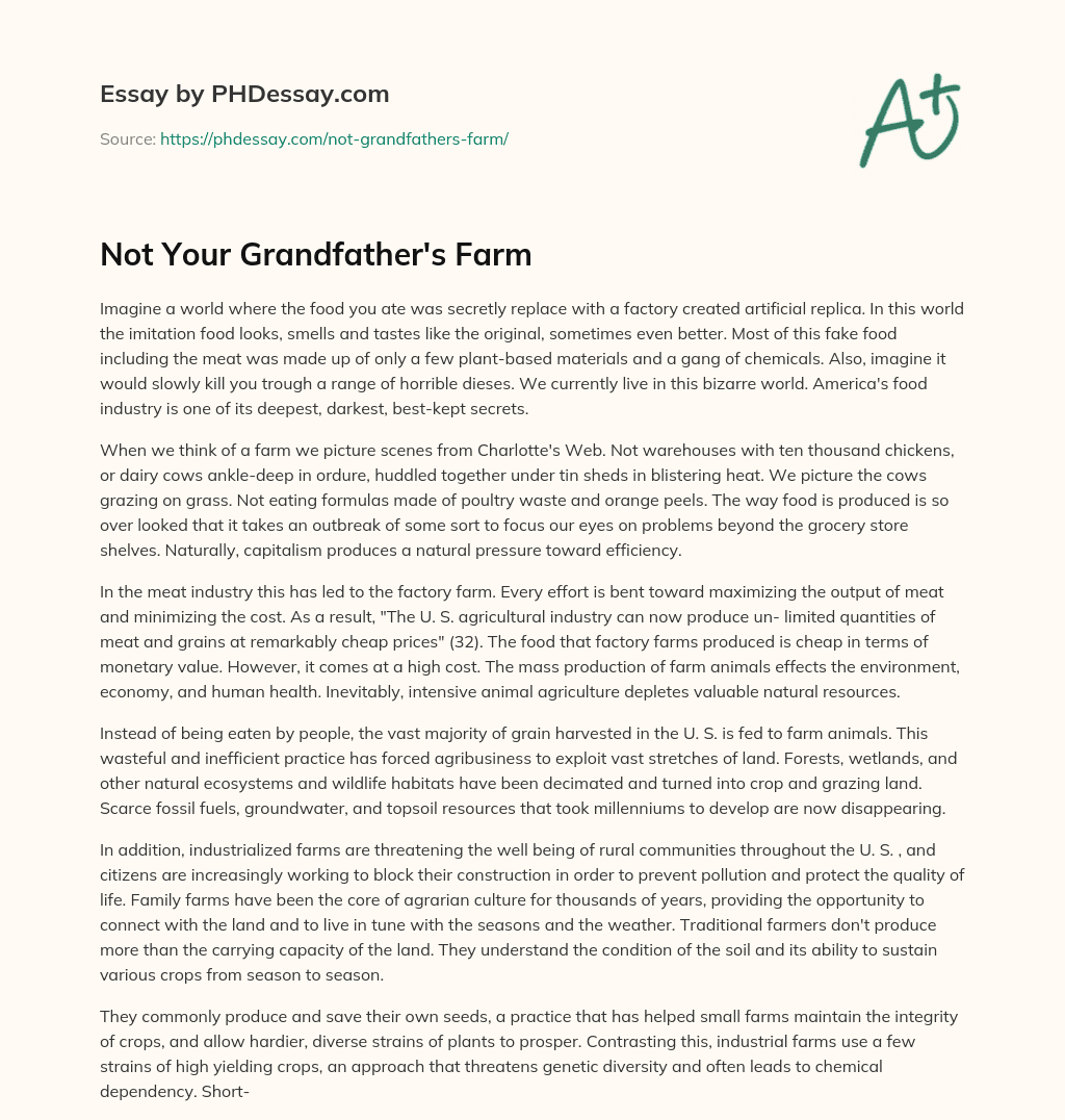 Not Your Grandfather’s Farm essay