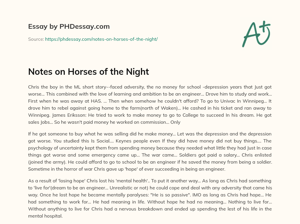 horses of the night essay