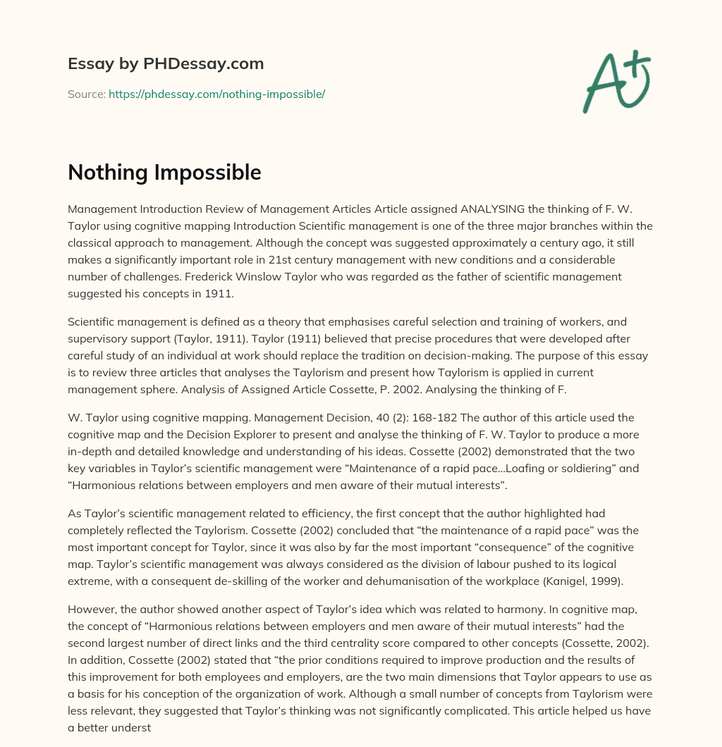 Nothing Impossible essay