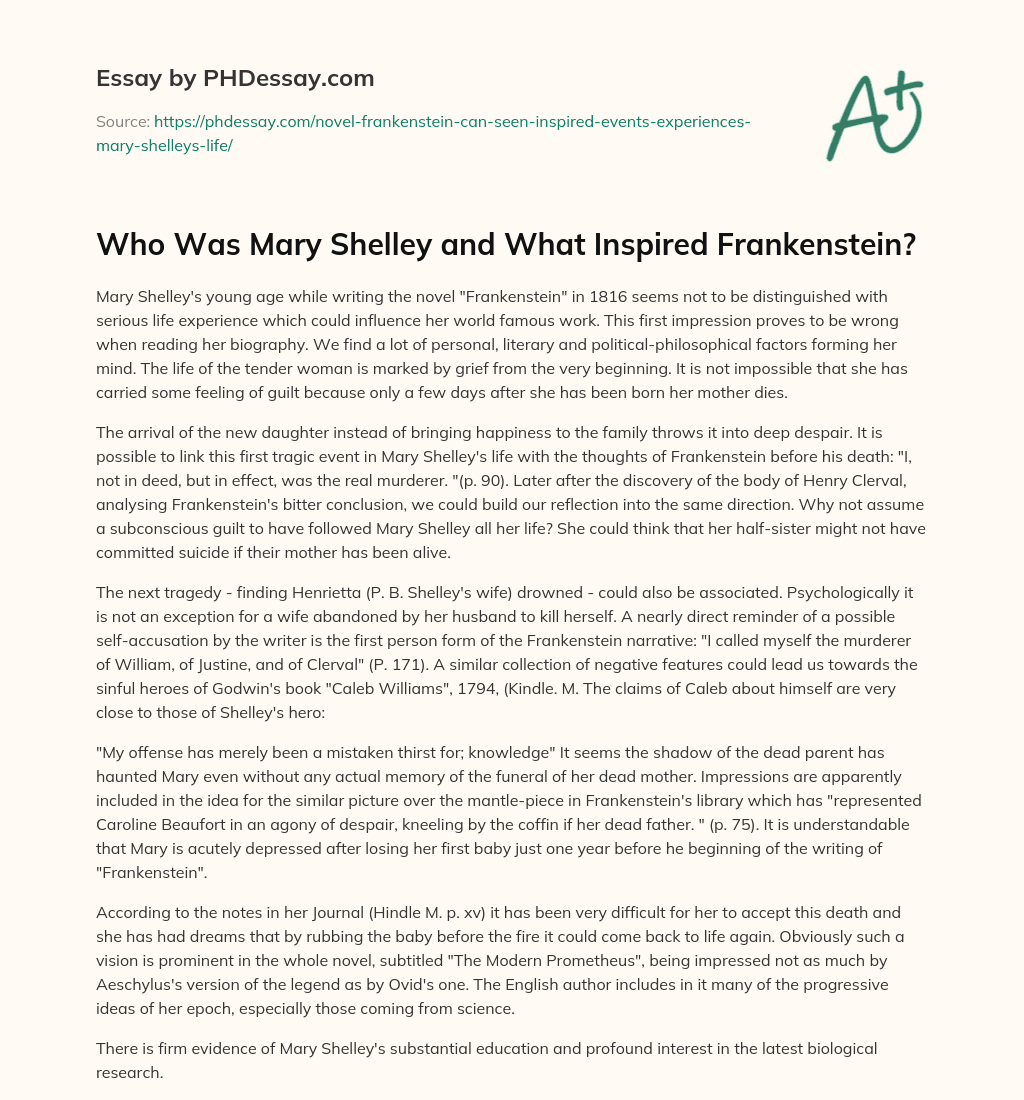 Who Was Mary Shelley and What Inspired Frankenstein? essay
