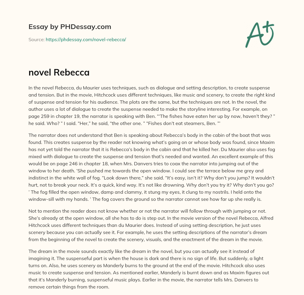 novel Rebecca essay