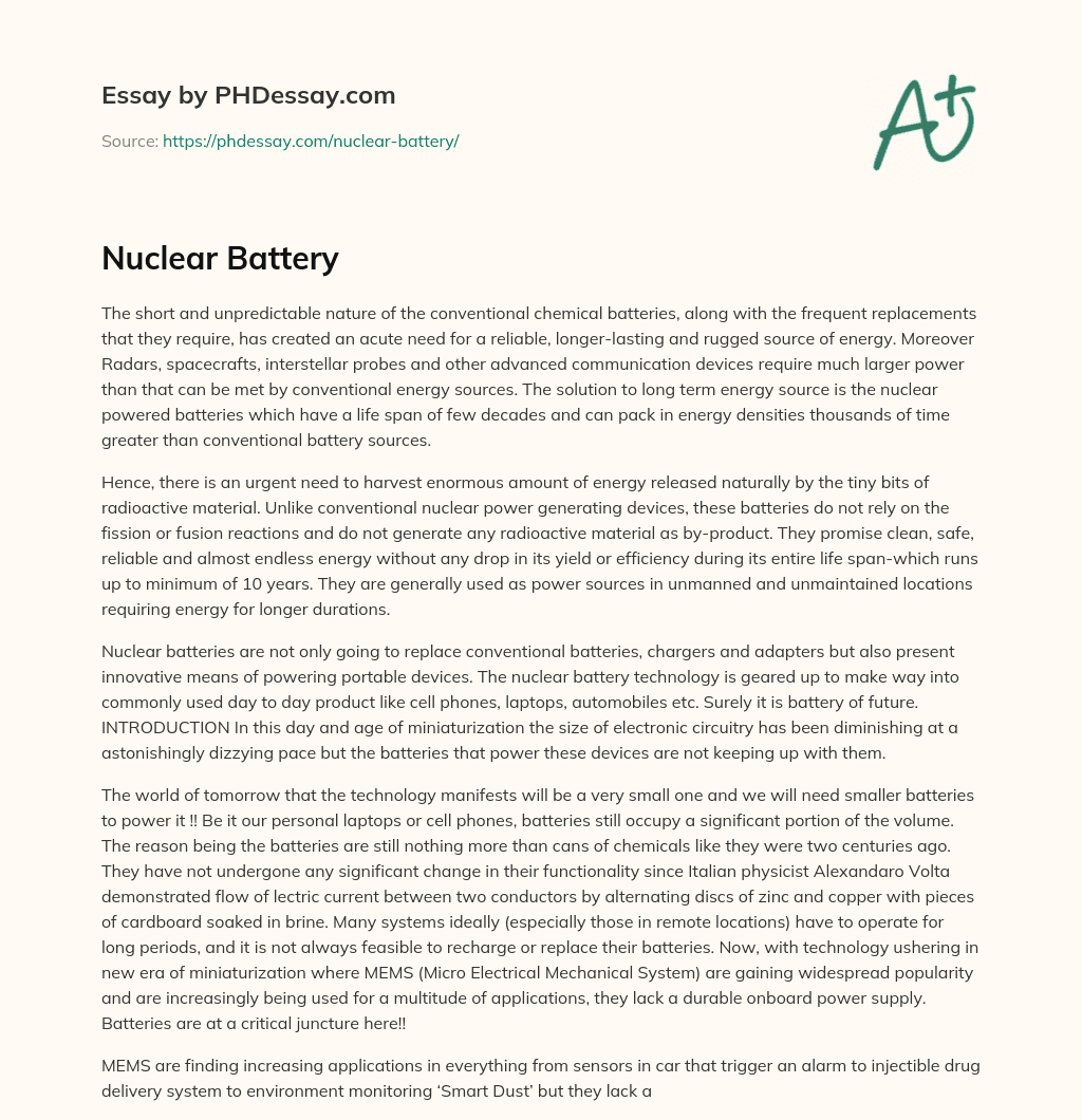 Nuclear Battery essay