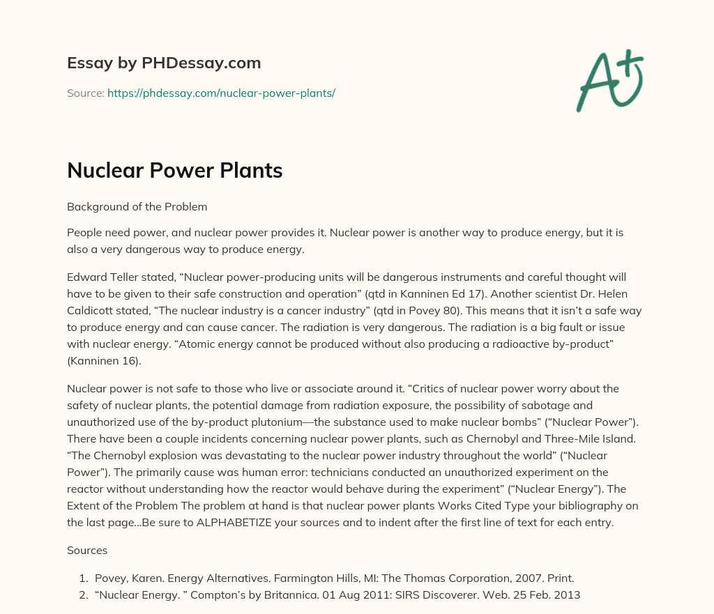 nuclear power plants essay conclusion